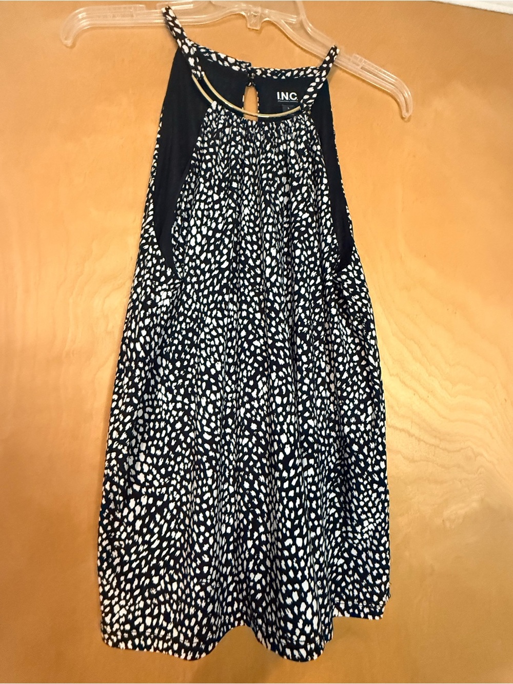 INC International Concepts Black and White Printed Halter Tunic